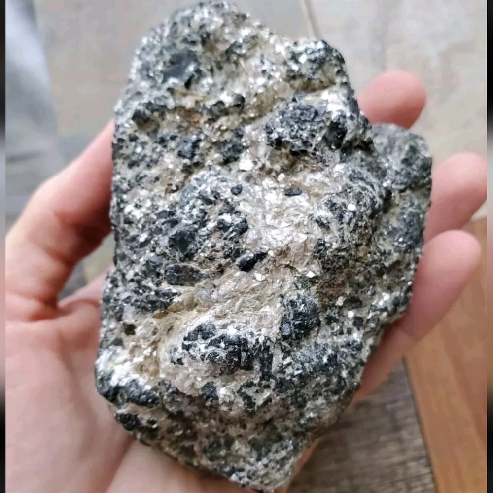 Huge Black Tourmaline Crystal With Mica - New